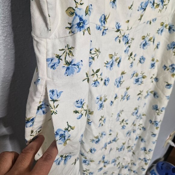 NWT Old Navy Fit & Flare Midi Dress SZ XXL 2XL Cream Floral Linen Blend Cottage - Picture 8 of 16